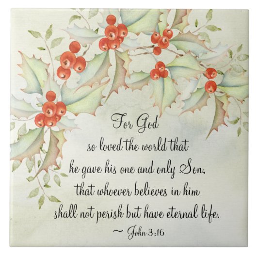 John 3:16 God so Loved the World, Christmas Tegeltje (Voorkant)