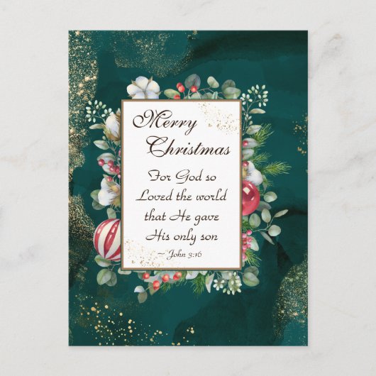 John.3:16 God was zo dol op de wereld, Kerstmis Briefkaart (Voorkant)