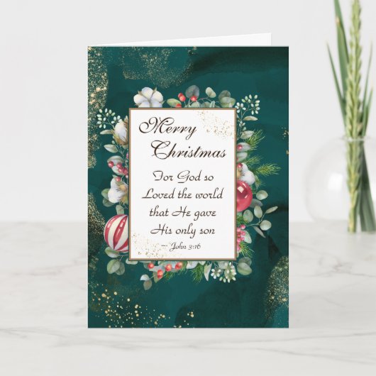 John.3:16 God was zo dol op de wereld, Kerstmis Kaart (Voorkant)