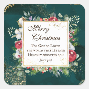 John.3:16 God was zo dol op de wereld, Kerstmis Vierkante Sticker
