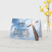 John 3:16 God was zo dol op het Wooden Kruis Kaart (Gele Bloem)