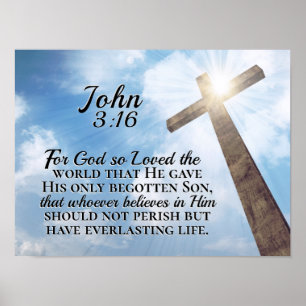John 3:16 God was zo dol op het Wooden Kruis Poster