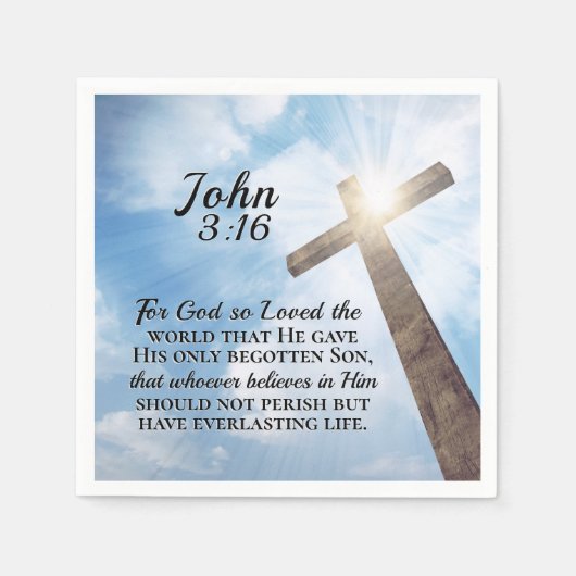 John 3:16 God was zo dol op het Wooden Kruis Servet (Voorkant)