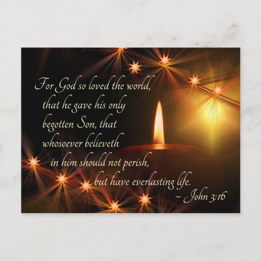 John 3:16 God zo geliefd bij de wereld, kerstkaars Briefkaart (Voorkant)