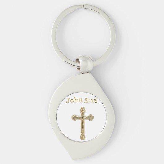 John 3:16 Goud kruis Sleutelhanger (Voorkant)
