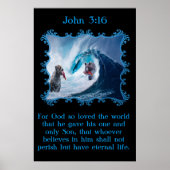John 3:16 Grizzly Beren in de oceaan Poster (Voorkant)