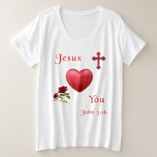 John 3:16 grote maat t-shirt (Design voorkant)