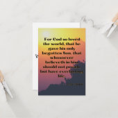 John 3:16 KJV Bijbel Verse Pic Flat Greeting Kaart (Voorkant / Achterkant in situ)