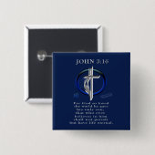 John 3:16 Knoppen Vierkante Button 5,1 Cm (Voorkant /achterkant)