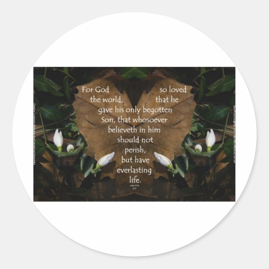 john 3:16 koning james on hart leaf ronde sticker (Voorkant)