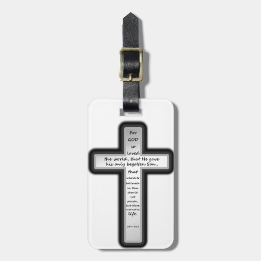 John 3:16 Kruis alleen Bagagelabel (Voorkant verticaal)