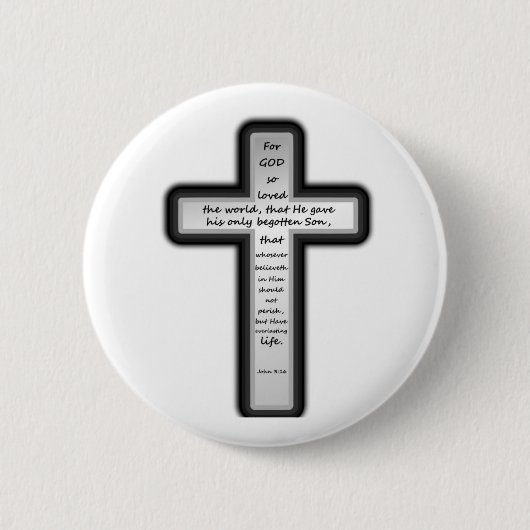 John 3:16 Kruis alleen Ronde Button 5,7 Cm (Voorkant)