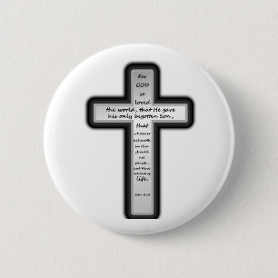 John 3:16 Kruis alleen Ronde Button 5,7 Cm