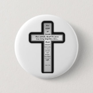 John 3:16 Kruis alleen Ronde Button 5,7 Cm