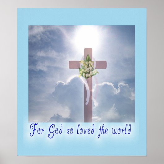 John 3:16, kruis in de wolken poster (Voorkant)