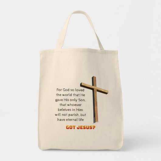 John 3:16 Kruis Tote Bag (Voorkant)