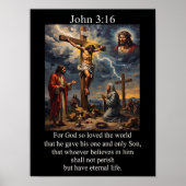 John 3:16 Kruisiging Calvarieberg Bliksemschicht Poster (Voorkant)
