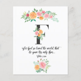 John 3:16, Letter F, Waterverf-scriptkaart