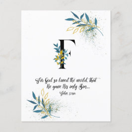 John 3:16, Letter F, Waterverf-scriptkaart