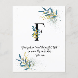 John 3:16, Letter F, Waterverf-scriptkaart