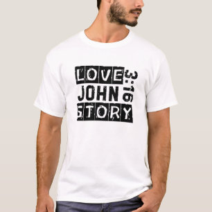 John 3:16 Liefdesverhaal Bijbelcitaat Grunge Zwart T-shirt