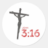 John 3:16 Manuscript en kruisbeeld Ronde Sticker (Voorkant)
