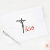 John 3:16 Manuscript en kruisbeeld Ronde Sticker (Envelop)