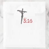 John 3:16 Manuscript en kruisbeeld Ronde Sticker (Tas)