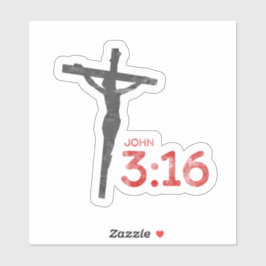 John 3:16 Manuscript en kruisbeeld Sticker