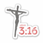 John 3:16 Manuscript en kruisbeeld Sticker (Voorkant)
