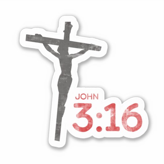 John 3:16 Manuscript en kruisbeeld Sticker (Voorkant)