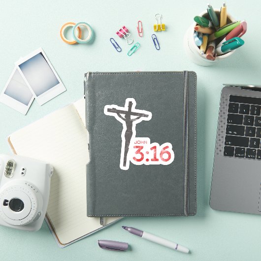 John 3:16 Manuscript en kruisbeeld Sticker (iPad Cover)