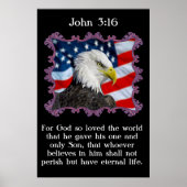 John 3:16 Met een adelaar voor een Amerikaanse vla Poster (Voorkant)