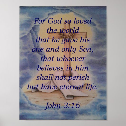 John 3:16 met kruis poster (Voorkant)