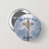 John 3:16 met Pasen Christelijk kruis Ronde Button 5,7 Cm (Voorkant /achterkant)