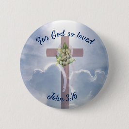 John 3:16 met Pasen Christelijk kruis Ronde Button 5,7 Cm