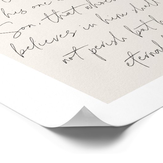 John 3:16 Minimale Boho Beige Arch Script Poster (Hoek)