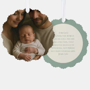 John 3:16 Modern Elegante Salie Kerst Foto Ornament Kaart