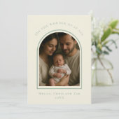 John 3:16 Modern Sage Elegant Arch Christmas Photo Feestdagenkaart (Staand voorkant)