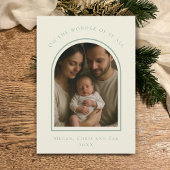 John 3:16 Modern Sage Elegant Arch Christmas Photo Feestdagenkaart