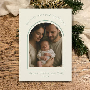 John 3:16 Modern Sage Elegante Boog Kerst Foto Feestdagenkaart
