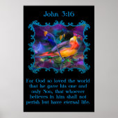 John 3:16 Mooie regenboogkleurige maagspoel Poster (Voorkant)