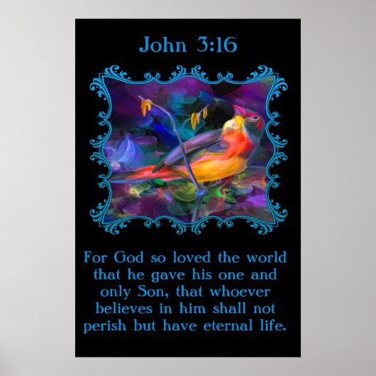John 3:16 Mooie regenboogkleurige maagspoel Poster (Voorkant)