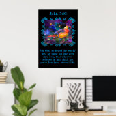 John 3:16 Mooie regenboogkleurige maagspoel Poster (Thuiskantoor)