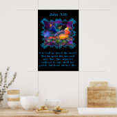 John 3:16 Mooie regenboogkleurige maagspoel Poster (Keuken)