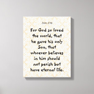 John 3: 16   Motivatie Bijbel Quotes Verse Canvas Afdruk