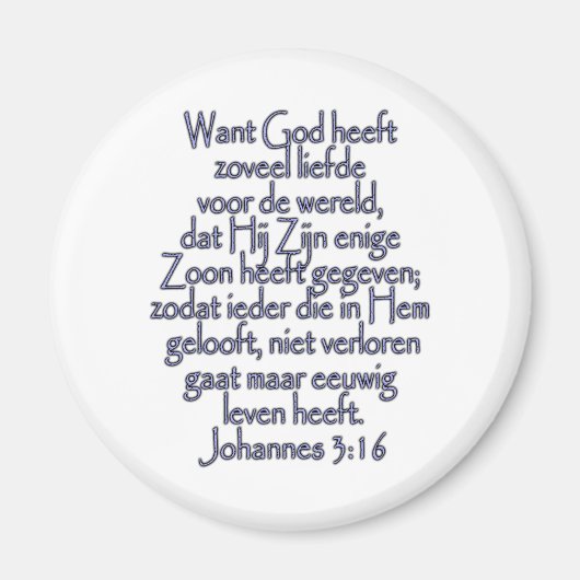 John 3:16 Nederlands Magneet (Voorkant)