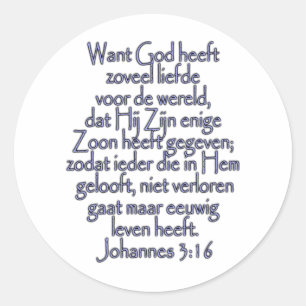 John 3:16 Nederlands Ronde Sticker