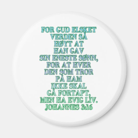 John 3:16 Noors Magneet (Voorkant)