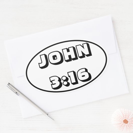 John 3:16 Oval Sticker (Envelop)